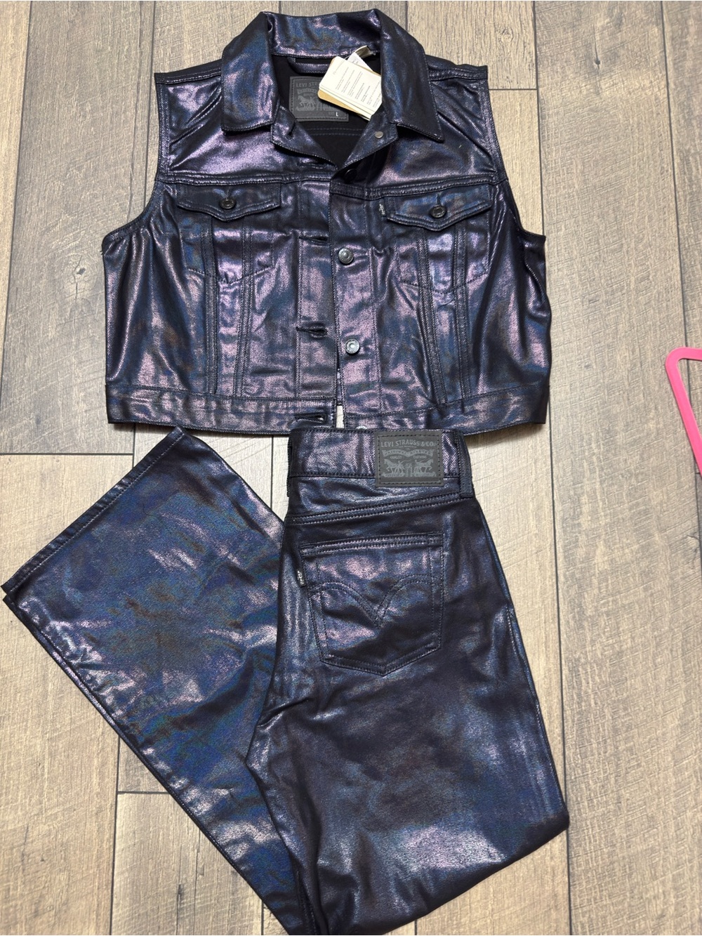 Levi’s Metallic Purple Vest & Pants Set NWT